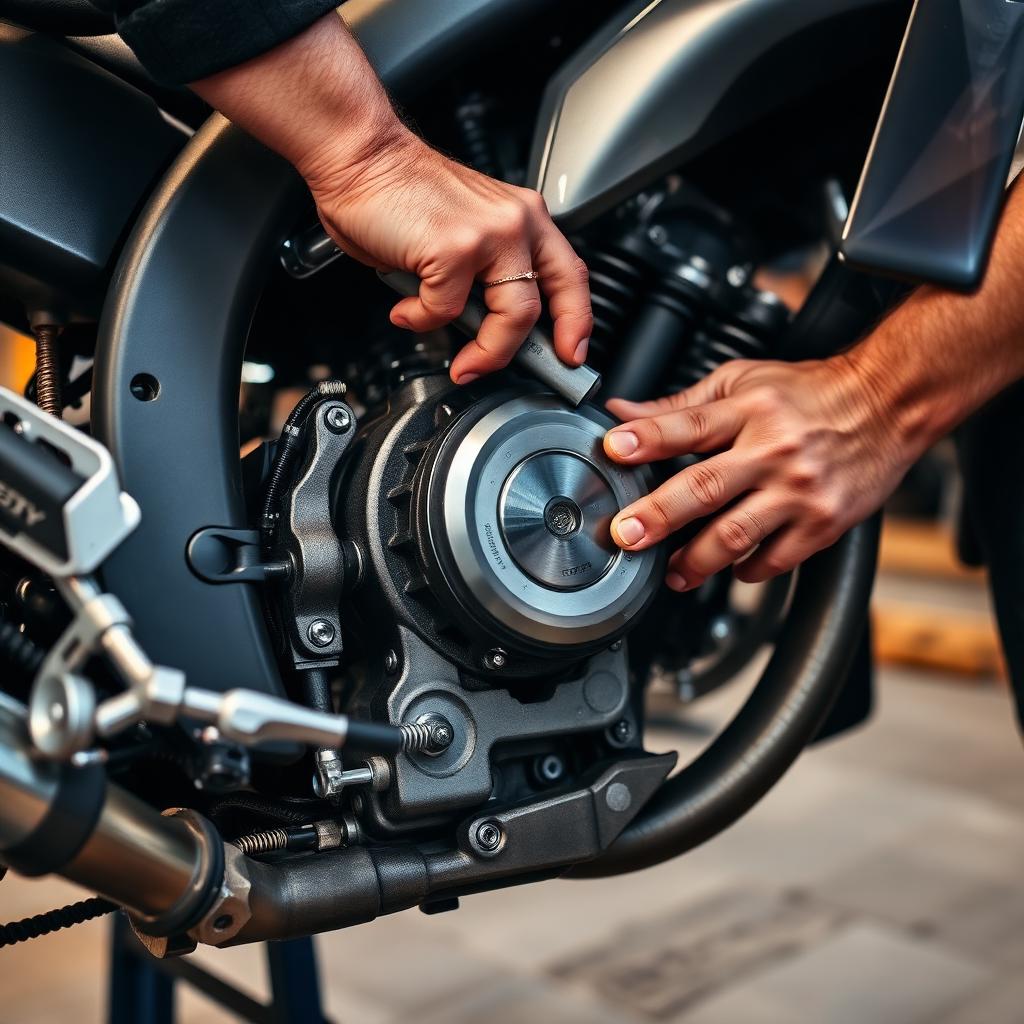 Manutenção de moto na oficina da Chagas Motos